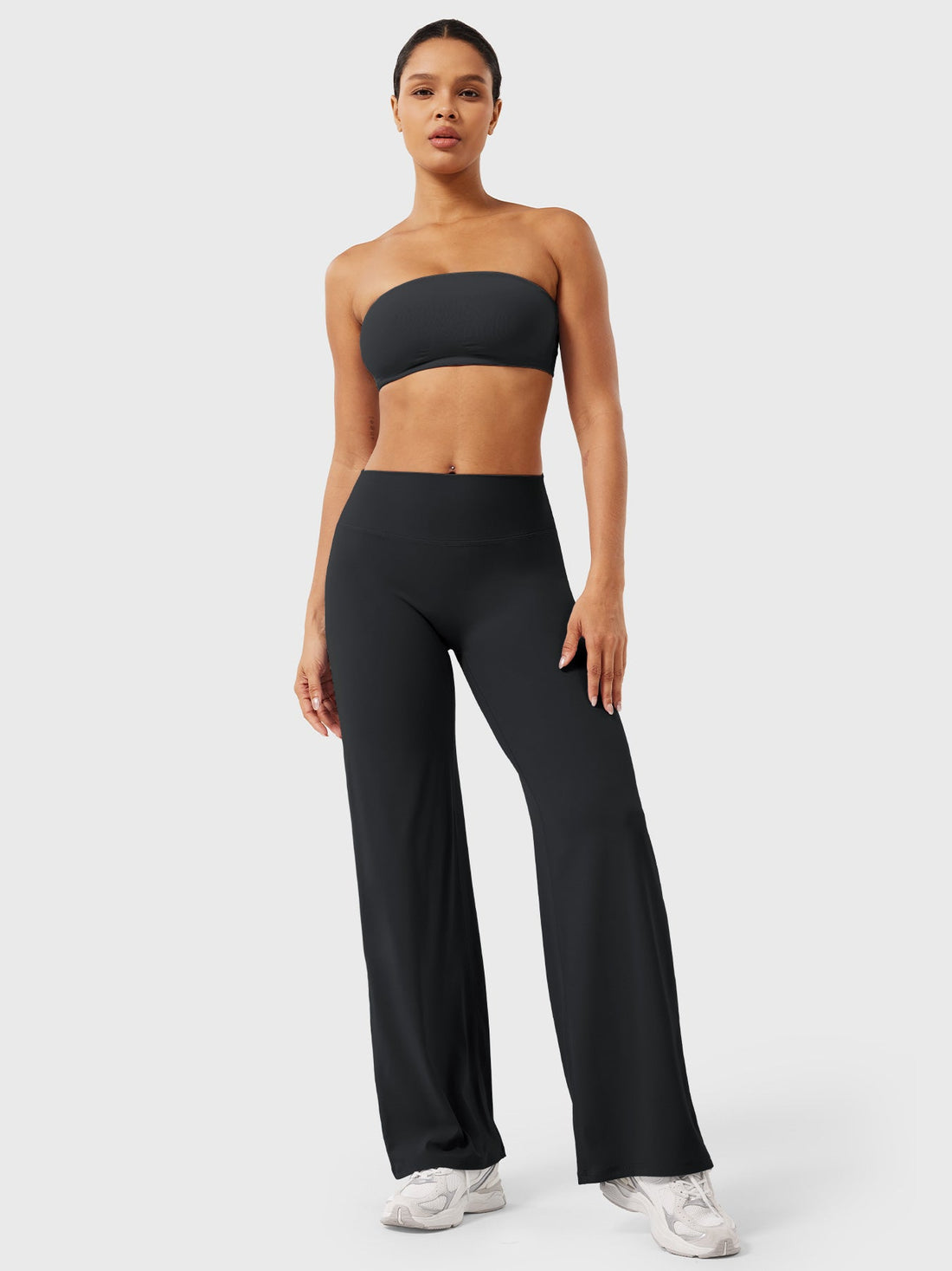 High-Waist Straight Leg Leggings in Black, full look